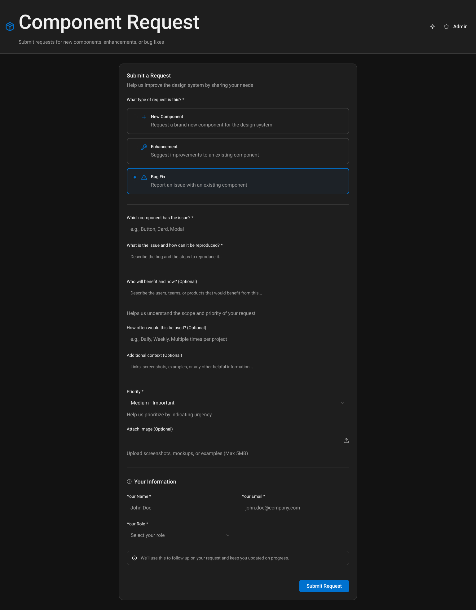 Bug Fix Request Type